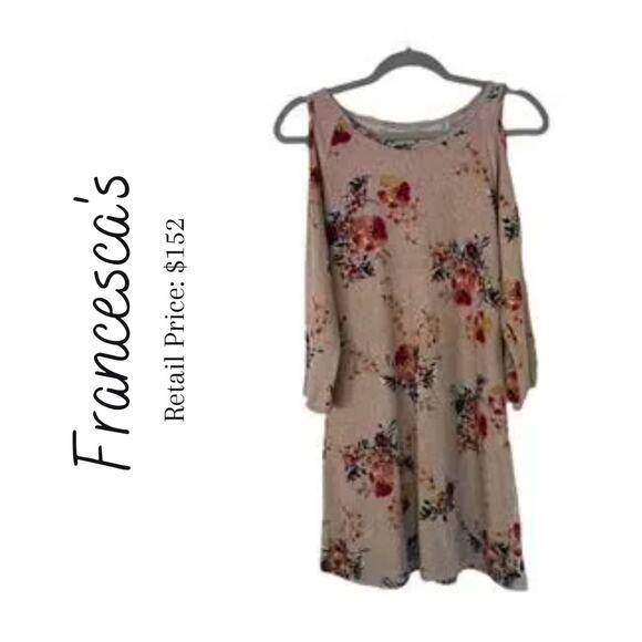 Francesca's Carina Cold Shoulder Floral Knit Dress - Picture 1 of 8